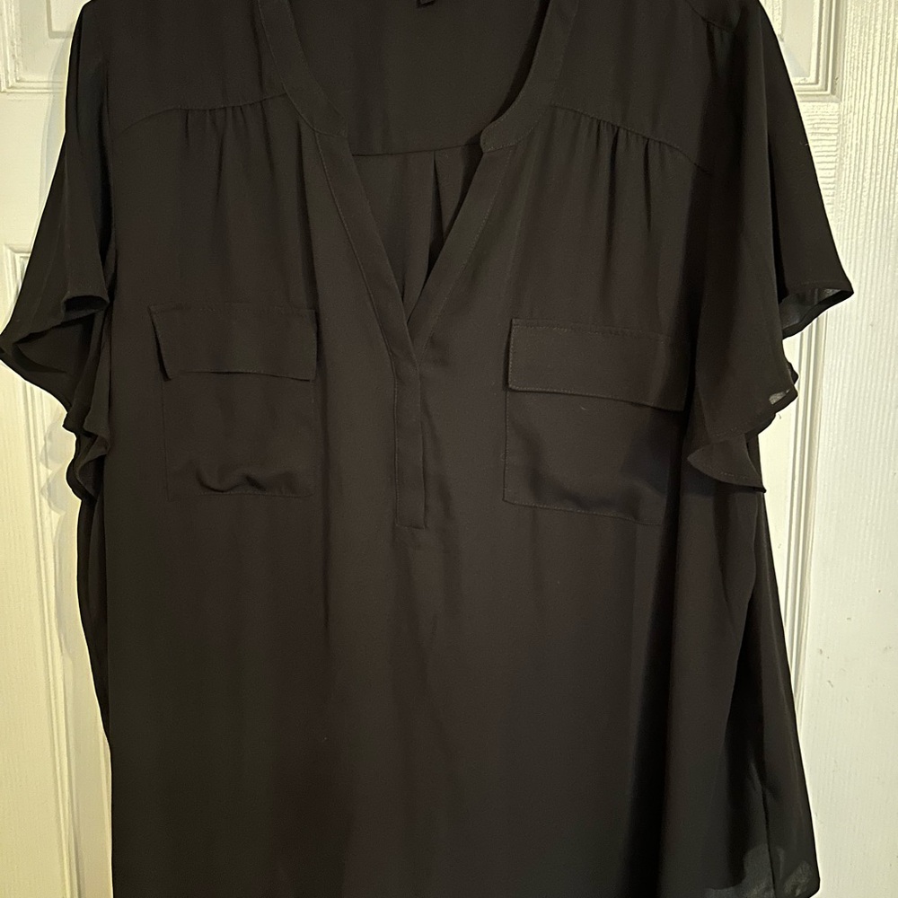 Torrid Black Blouse with Ruffle Sleeves